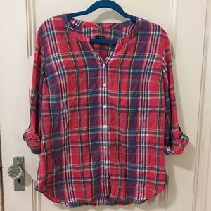 Talbots Red Flannel Button Down Shirt